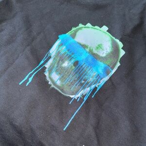 Black hoodie with Blue and Green Graphic drip skull